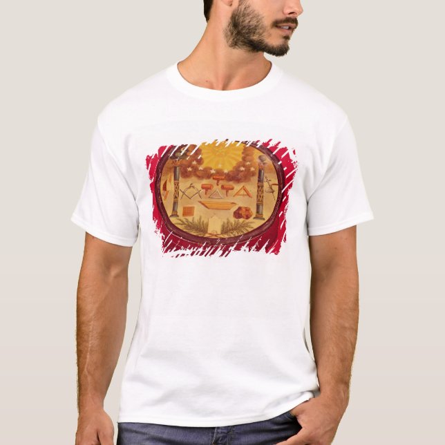 Den målade ovalen boxas, med symboler av t shirt (Framsida)