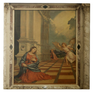Den Malchiostro annunciationen, c.1520 (olja på Kakelplatta