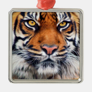 Den Male Siberian tigern målar fotograferar Julgransprydnad Metall