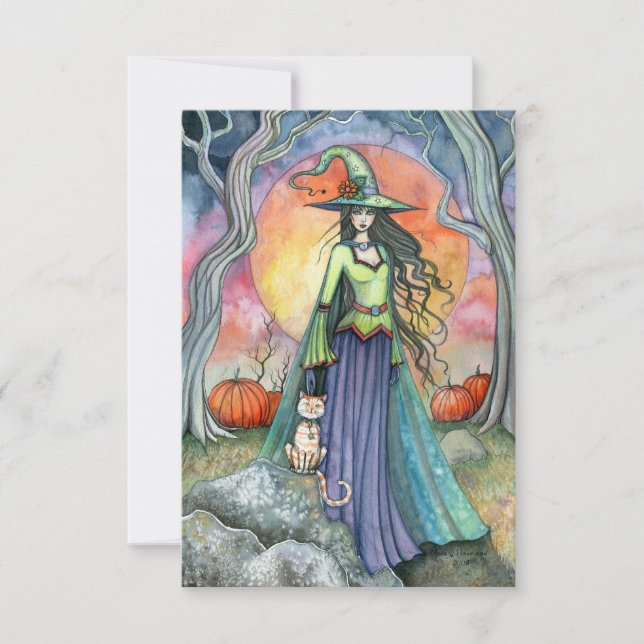 Den malliga häxans Halloween fantasikonst Kort (Framsida)