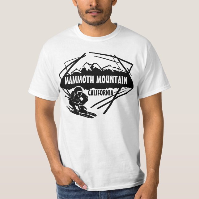 Den Mammoth Mountain Kalifornien svarten skidar T-shirt (Framsida)
