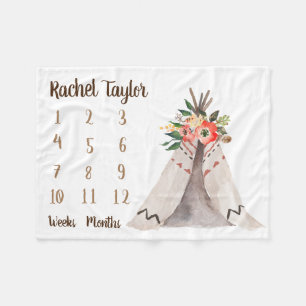 Den månatliga Flicka-milstolpen Blanket Fleecefilt