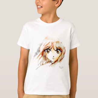 Den Manga Animeflickan skissar stora den gulliga T-shirt