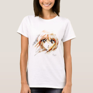 Den Manga Animeflickan skissar stora den gulliga Tee Shirt