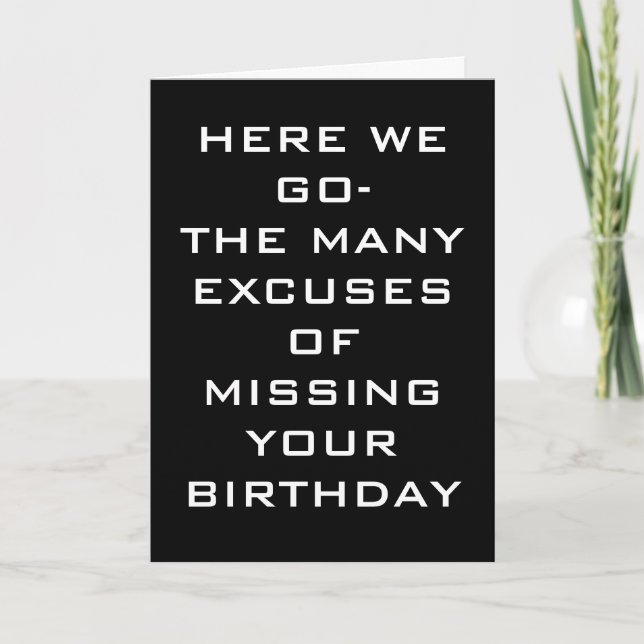 DEN MÅNGA EXKUSERADE BIRTHDAY KORT (Framsida)