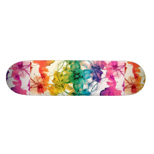 Den mångfärgade blommigten virvlar runt dekorativ skateboard bräda 19,5 cm