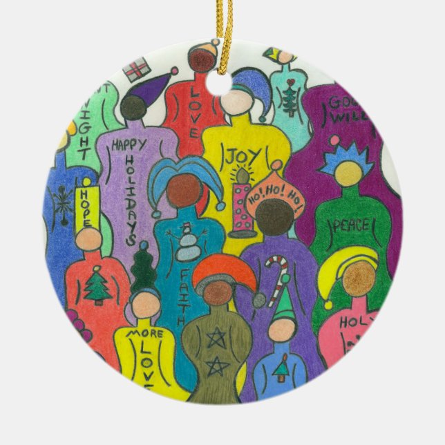 Den mångkulturella julen cirklar Ornament-2 sid Julgransprydnad Keramik (Framsidan)