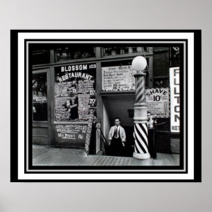 Den Manhatten barberaren shoppar restaurangaffisch Poster