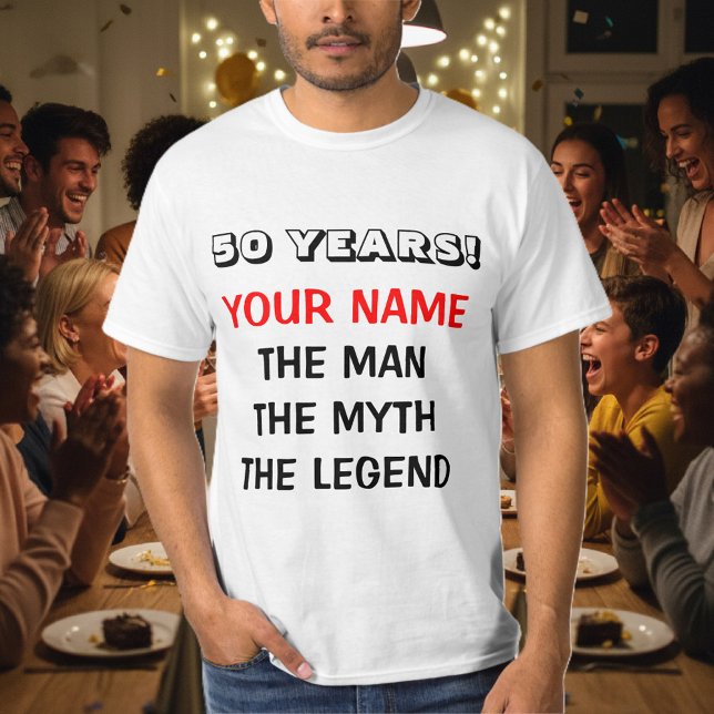Den manliga myten om skjorta för 50:e födelsedagen t-shirt (50th Birthday t shirt for men)