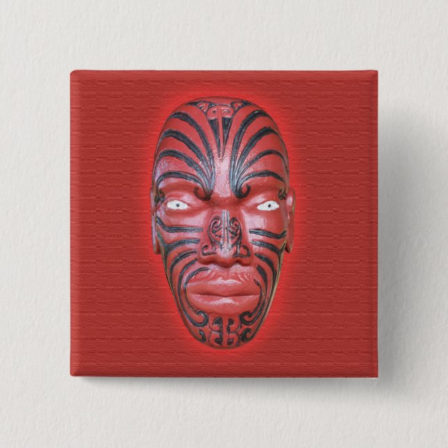 Den Maori krigkanotfigureheaden - knäppas Knapp (Framsida)