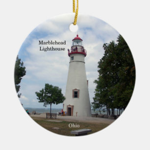 Den Marblehead fyren cirklar prydnaden Julgransprydnad Keramik