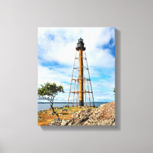 Den Marblehead fyren Massachusetts slogg in kanfas Canvastryck