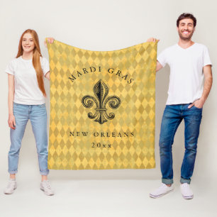Den Mardi Gras Fleur-de-lis harlequinen tillfogar Fleecefilt