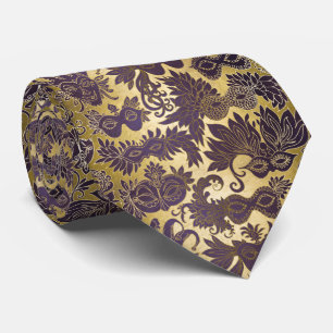 Den Mardi Gras guld och lilan maskerar Slips