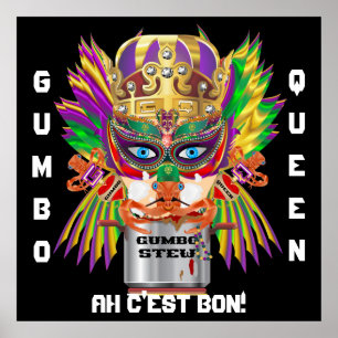 Den Mardi Gras Gumbodrottningen beskådar Hints Poster