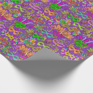 Den Mardi Gras maskeraden maskerar ljus lilagrönt Presentpapper