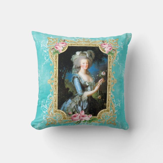 Den Marie Antoinette blåttRosa damascenan Pillow Kudde (Framsida)