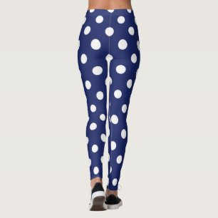 Den marinblå och vitpolkaen pricker mönster leggings