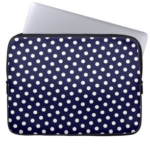 Den marinblå & vitpolkaen pricker laptop sleeve