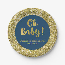 Den marinblåa guld- glitterOh babybaby shower