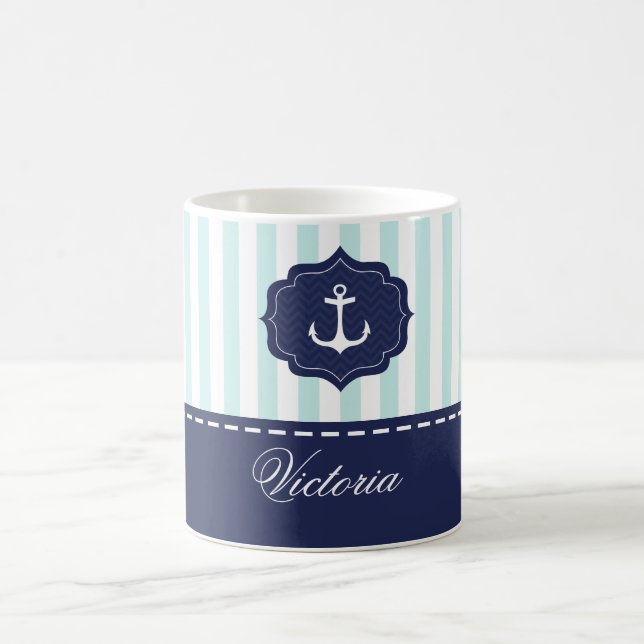 Den marinblåa nautiska minten ankrar kaffemugg (Center)