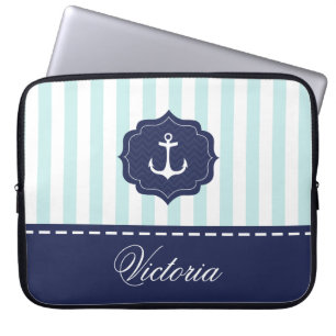 Den marinblåa nautiska minten ankrar laptop fodral