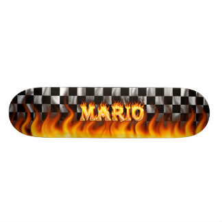 Den Mario skateboarden avfyrar och flammar design Old School Skateboard Bräda 21,6 Cm