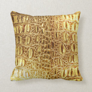 Den märkes- alligatorkrokodilen flår skina guld kudde