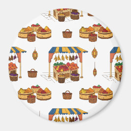 Den marockanska marknaden och fruktutbudet i Mönst Magnet