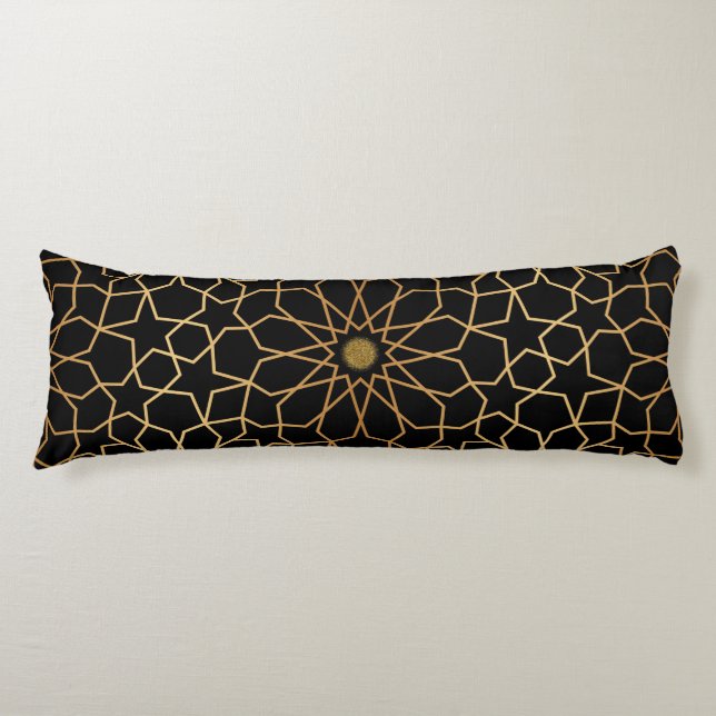 Den marockanska moderna Guld Svarta Medelhavet Mön Kroppskudde (Framsidan)