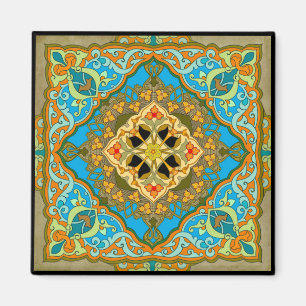 Den marockanska plattan Blue grönt guld Magnet