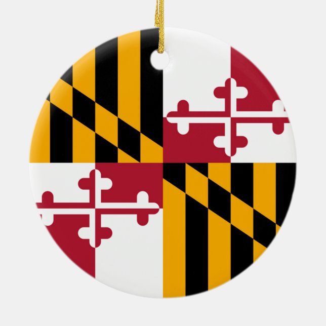 Den Maryland statlig flagga färgar grafiskt Julgransprydnad Keramik (Baksidan)