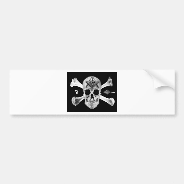 Den Masonic skallen & ben, kvadrerar och Bildekal (Framsidan)