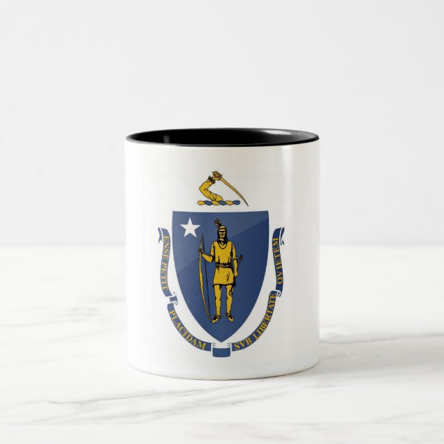 Den Massachusetts statlig flagga Två-Tonar Två-Tonad Mugg (Center)