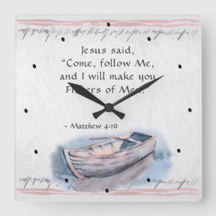 Den Matthew 4:19 Jesus sade, "följer komen mig" Fyrkantig Klocka
