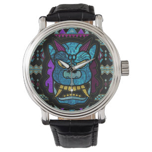 Den Mayan Aboriginal Aztec incaen maskerar Mozaic Armbandsur