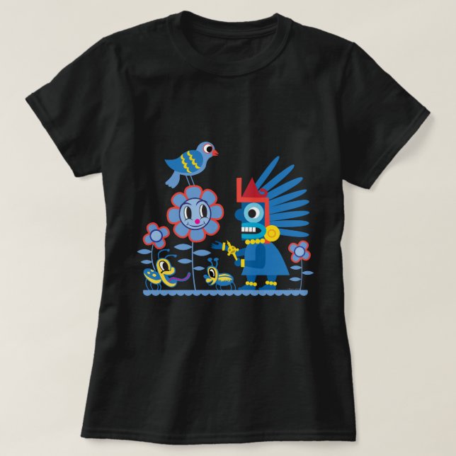 Den Mayan blåttpojken regnar gudkvinnor T Shirt (Design framsida)