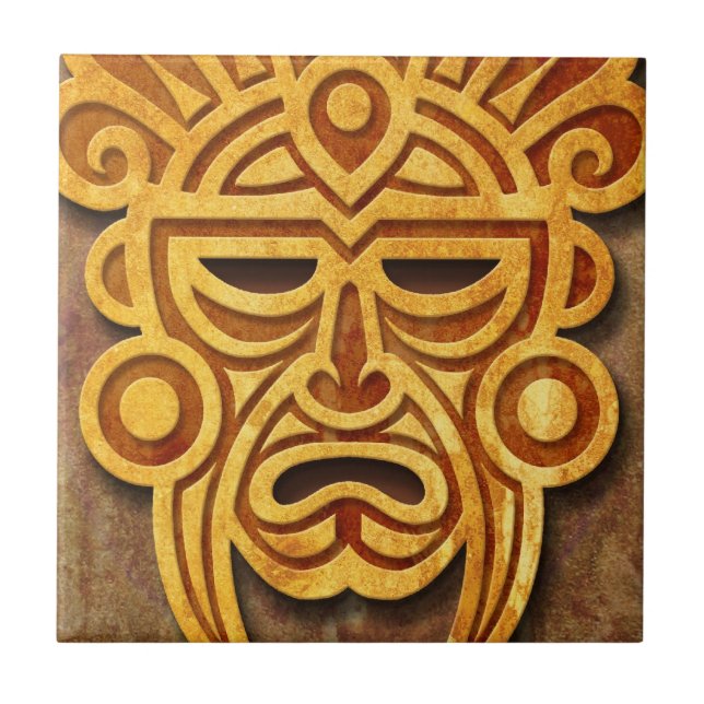 Den Mayan stenen maskerar Kakelplatta (Framsidan)
