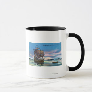 Den Mayflower landningen i platsen 1620 Mugg
