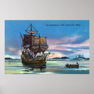 Den Mayflower landningen i platsen 1620 Poster