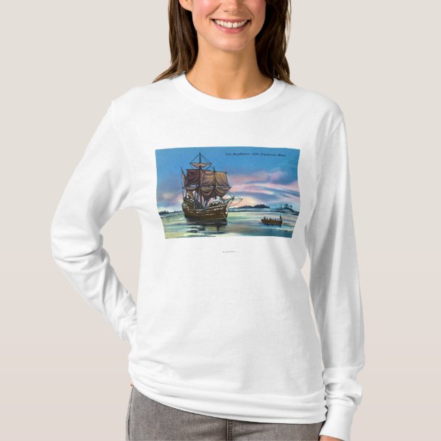 Den Mayflower landningen i platsen 1620 T Shirt (Framsida)