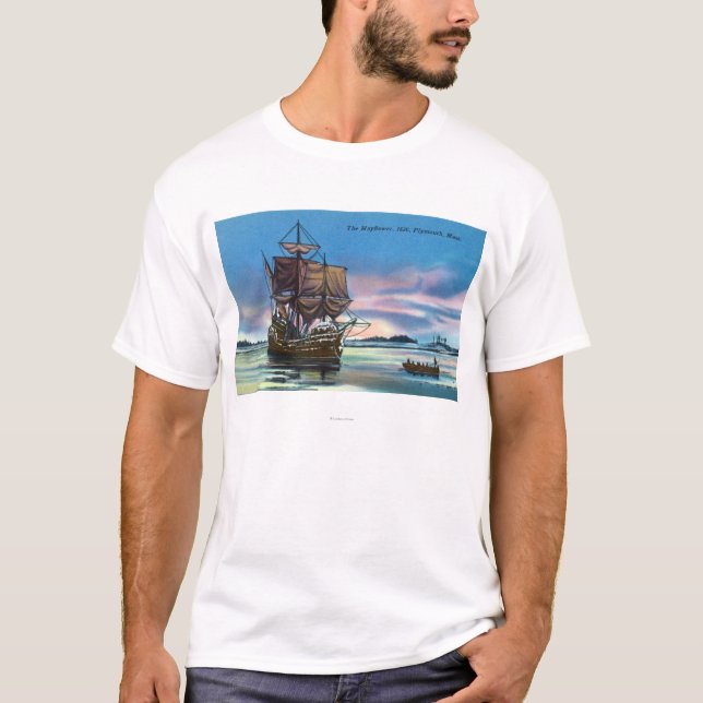Den Mayflower landningen i platsen 1620 T-shirt (Framsida)