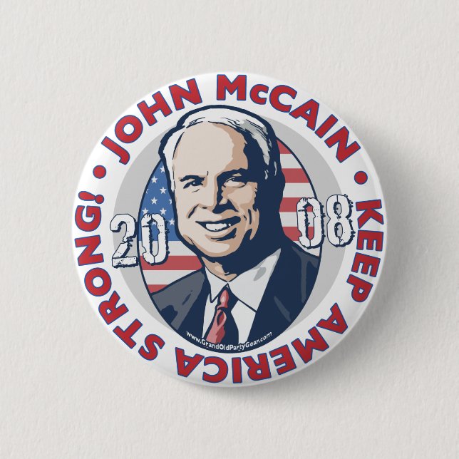 Den McCain behållan starka Amerika knäppas Knapp (Framsida)