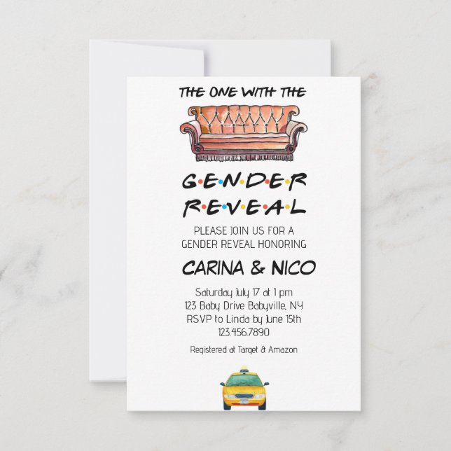 Den med Genderna Reveal Baby Shower Inbjudan (Framsida)
