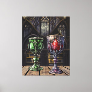 Den medeltida gotiska Grönten Red Goblet Castle Bi Canvastryck