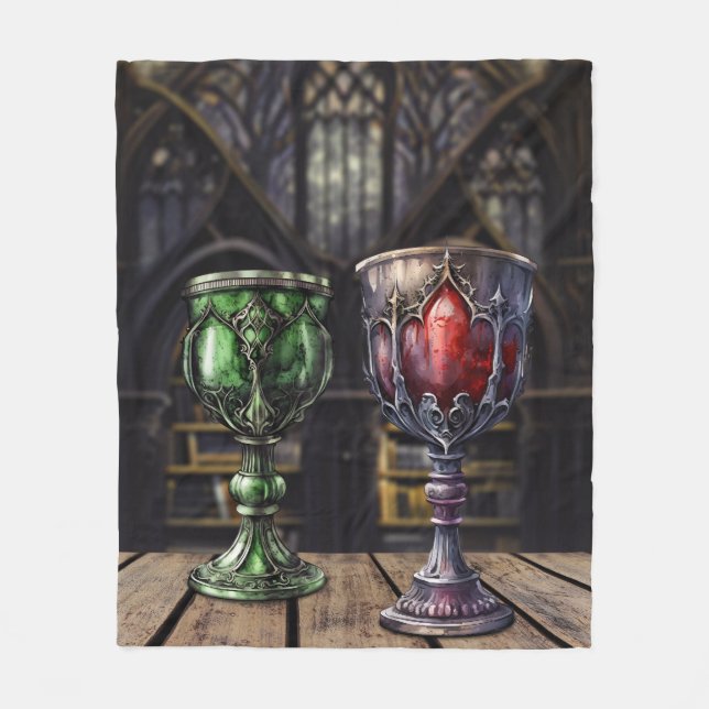 Den medeltida gotiska Grönten Red Goblet Castle Bi Fleecefilt (Framsidan)