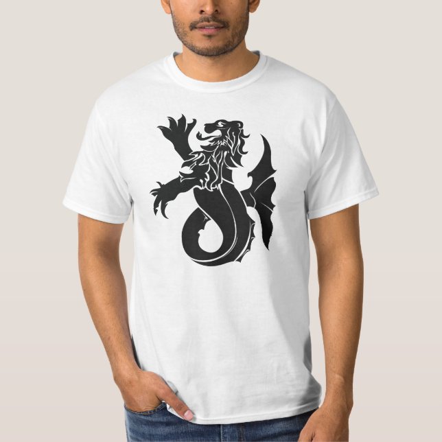 Den medeltida heraldiksjölejonet värderar T-tröja T-shirt (Framsida)
