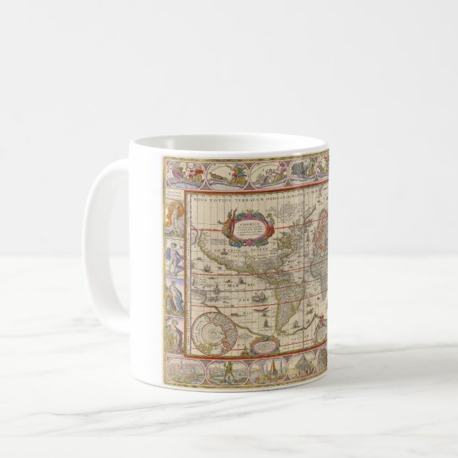 Den medeltida världskartan av Willem Blaeu Kaffemugg (Framsida vänster)
