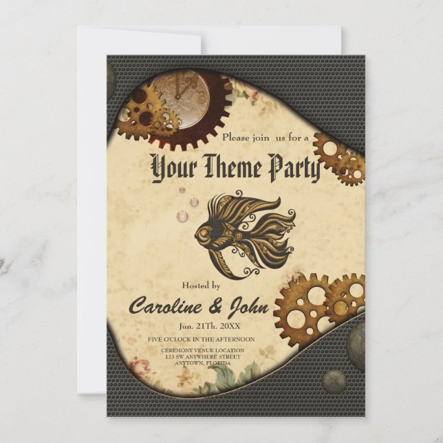 Den mekaniska  av havsångfisk. inbjudningar (Framsida)