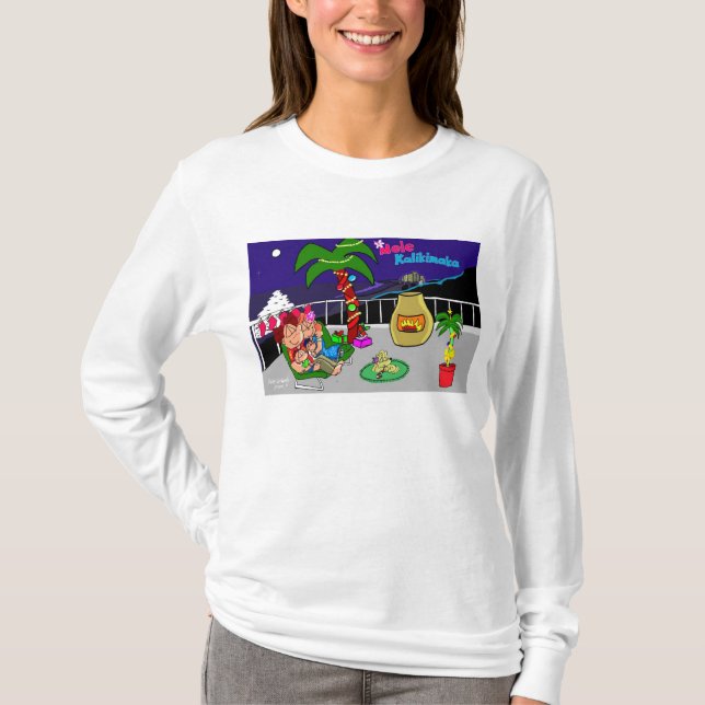 Den Mele Kalikimaka staden tänder damT-tröja T Shirt (Framsida)
